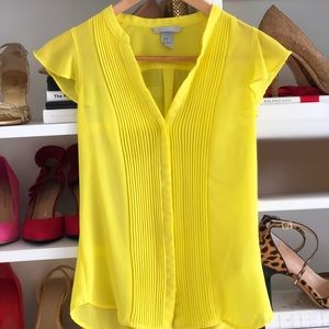 H&M Bright Canary Yellow Blouse Size 2